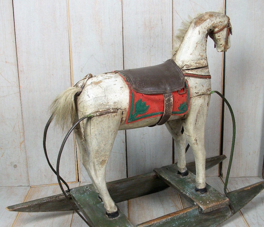 A Spanish 19thC Naive Painted Rocking Horse